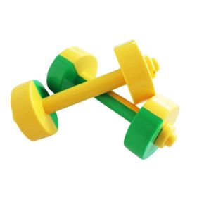 2Pairs Plastic Hand Dumbbells Home Gym Morning Exercises Toys for Boys Girls,Yellow Green (default: default)